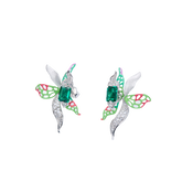 Butterfly Orchid Enamel Silver Studs Earrings